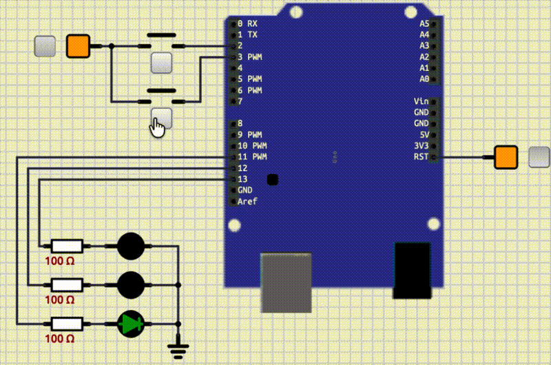 Traffic light two buttons